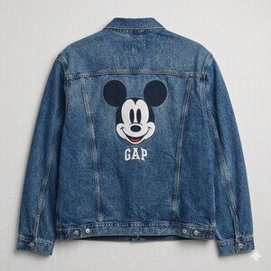 GAP Dark Blue Denim Jacket with Mickey Mouse- Mens XXL